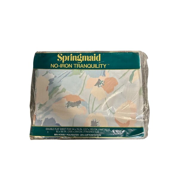 Springmaid No-Iron Tranquility Double Flat Sheet Windflowers - Picture 1 of 4
